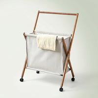 Laundry Hamper with Hanging Rail Foldable Laundry Hamper with Wheels Space-Saving for Bedroom