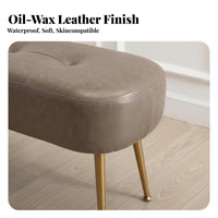 Tufted Bench with Metal Legs Easy to Clean Tufted Low Bench Waterproof Surface