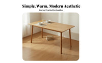Solid Wood Japanese Style Wooden Table Nordic Style Dining Table Rectangular Kitchen Table Household Furniture Smooth Finish Suitable for Dining Room Family Gathering Kitchen