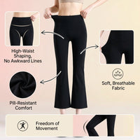 Flared Leggings for Women with High Waist and Elastic Waistband, Lightweight Cropped Pants for Gym and Running, Trousers for