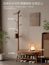 实木小鹿换鞋凳挂衣架一体家用门口可坐鞋柜穿鞋凳子入户门衣帽架