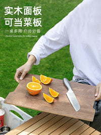 户外露营桌子小收纳箱折叠便携式野营野炊桌野餐桌椅装备用品全套 【大号56L】靓丽黑+可折叠+实木面板+大储物