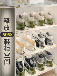 双层可调节鞋架鞋子置物架非鞋柜收纳神器分层隔板家用鞋托省空间 可调节鞋架-灰蓝【10个装】