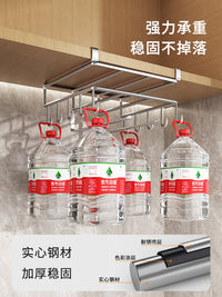 免打孔橱柜下悬挂砧板架不锈钢锅盖菜板架厨房吊柜下挂收纳置物架 【黑色碳钢】砧板架+纸巾抹布架+两边挂钩（加大号）⭐送2个辅助贴