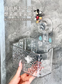吸盘置物架卫生间浴室厕所洗漱台免打孔收纳盒壁挂化妆品收纳挂篮 透明【1个装】