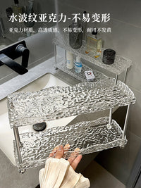 浴室置物架高档亚克力卫生间台面化妆品收纳厕所洗手间洗漱台架子 YKL-双层置物架-铁艺+亚克力-大号