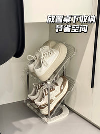鞋架小窄门口斜放简易多层鞋子收纳架宿舍窄门后省空间放拖鞋鞋柜 【4层】透灰【稳定不倒/不易摇晃】