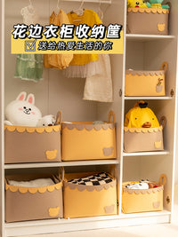 宝宝衣柜收纳神器可折叠衣服筐脏衣篮儿童玩具整理箱布艺盒子ins 咖色中号 柔韧毛毡 轻便柔软