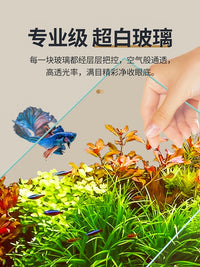 新款侧滤鱼缸客厅金鱼缸自循环带盖桌面斗鱼缸家用增氧小型一体缸 26.5*21.5*27.5【标配】+大礼包+盖板+灯