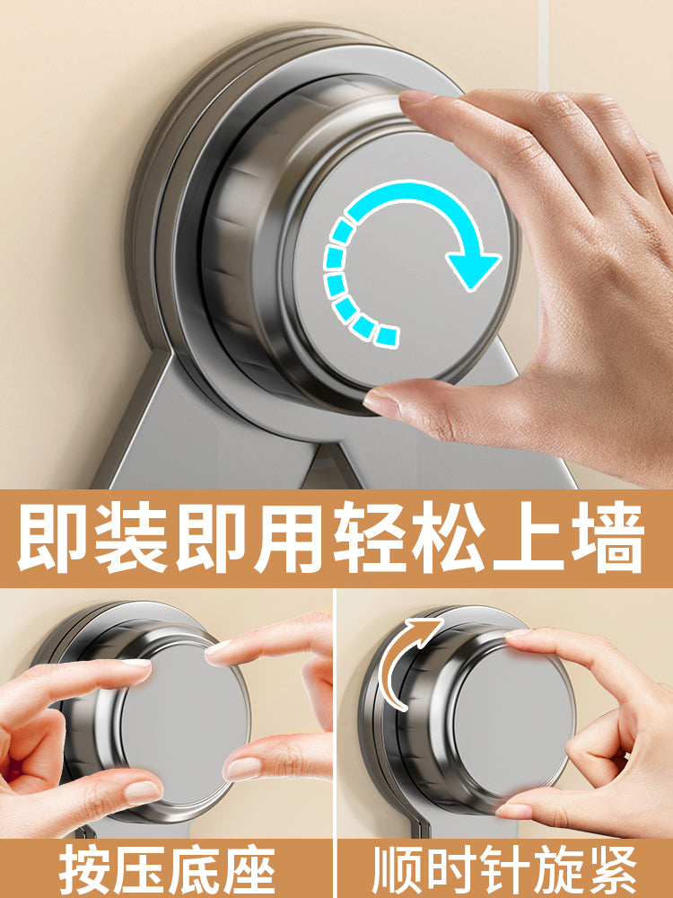 奶油吸盘旋转锅盖架2025新款壁挂式免打孔厨房置物架菜板锅铲架子 枪灰【2个装】旋转折叠⭐吸盘吸附