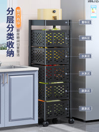 四季沐歌方形厨房旋转置物架落地多层免安装移动果蔬菜篮子收纳架