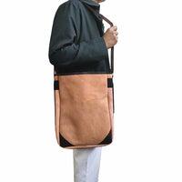 Genuine Leather Straight Cylinder Tool Bag for Electricians, Welders, Carpenters, Repairmen, and Masons