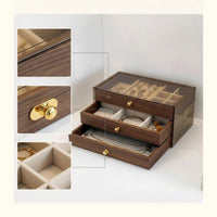 Jewelry Box with Drawers Clear Jewelry Box with Glass Lid Elegant for Collectors