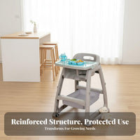 Multi-Functional Infant Eating Chair Five-Point Harness Young Child Dining Seat with Tray PP Material Convertible Infant High Chair for Mealtime