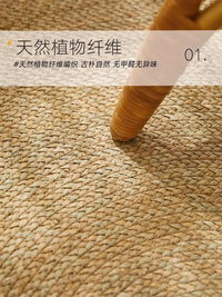 手工编织地垫卧室草编圆形亚麻地毯客厅蒲草垫子日式茶室藤编草垫 麦圈编织地毯 直径60cm【天然环保材质】