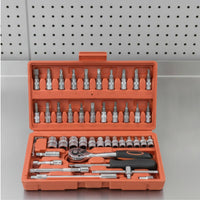 Socket Wrench Set 46-Piece Ratchet and Socket Set 72-Tooth Mechanics Tools Kit for Amateur Mechanics, Vehicle Owners, Motorcycle Maintenance, Garage