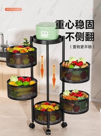 旋转置物架小推车落地多层零食果蔬菜篮子家用收纳储物架厨房专用