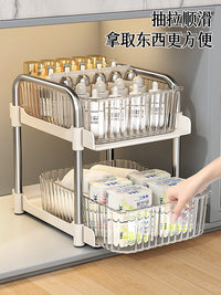 卫生间下水槽置物架抽拉式浴室洗手池柜下厨房厕所分层台面收纳架