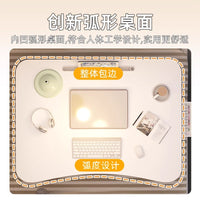 可折叠床上小桌子学习书桌笔记本电脑桌支架懒人卧室飘窗桌坑几大学生宿舍学生写字小桌板儿童看书课桌膝上桌 白色【折叠月牙桌】60*40*28cm