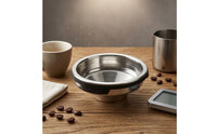 Rich Crema Stainless Steel Coffee Filter Basket Shiny Metal Single-Cup Filter Basket Black Rim Integrated Tab