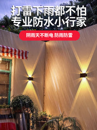 太阳能户外洗墙灯室外庭院防水别墅花园壁灯景观射灯装饰外围墙灯 加大板【8头暖光】续航18h以上