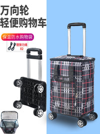 万向轮购物买菜车小拉车家用手拉车手推车可折叠便携拉杆车大容量 【保温加厚袋】字母黑+送绳子