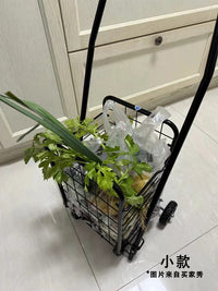 购物买菜车小拉车家用折叠轻便手拖车拉货老人手拉行李快递小推车 灰色大款+耐用铁甲轮