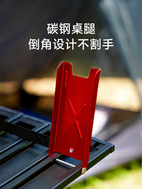 原始人户外迷你小桌子徒步折叠桌便携式茶桌茶几轻量露营野餐装备 ⭐店长推荐⭐【铝合金】黑红色【赠收纳袋】