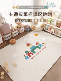 儿童房地毯客厅卡通学习阅读区地垫婴儿爬行垫pvc卧室床边游戏区 可爱童年-1TBN 100x160cm【一擦即净 耐脏防滑】