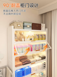 婴儿喂养台宝宝用品收纳柜子新生儿玩具零食储物柜奶瓶奶粉置物架 奶油白-4层【长100*32*112高】无醛无味