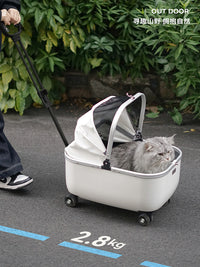 宠物推车狗狗猫咪出行手推车大号猫包外出拉杆箱大空间小型犬代步 无敞篷【高级灰】
