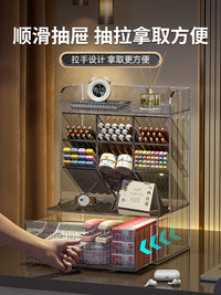 文具收纳盒学生书桌斜插式笔筒办公桌工位抽屉置物架化妆品整理架 透明色-大号【大容量_顶部可置物】