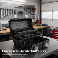 Portable Toolbox with Organizer Tray Long-Lasting Tool Container for Garage