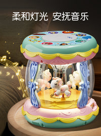 婴儿手拍鼓儿童6个月12宝宝玩具0一1岁3早教益智音乐旋转木马拍鼓 充电版-超大号【升级】木马鼓