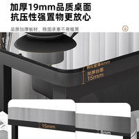 边几钢化玻璃沙发客厅现代移动带轮简约办公室家用小桌子茶几 【固定脚+钢化玻璃】黑色80*40cm