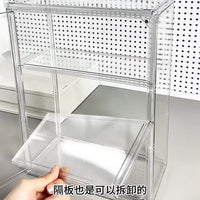 桌面收纳盒整理展示痛柜多层塑料防尘谷子手办吧唧盲盒文玩大容量 1个装✨2隔板--三层收纳盒【超清透✨隔板可拆】