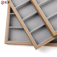 Wooden Square Sunglasses Display Tray with 7 Grids for Eyewear Storage