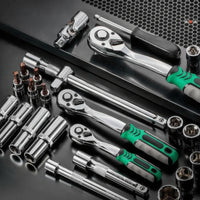 Socket Wrench Set Organized Socket Set with Case Polished Chrome Mechanics Tools Kit with for Home Mechanics, Car Repair, Garage, Roadside Emergencies