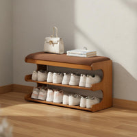 Space Saving Entryway Shoe Bench with Cushion Multi-Functional Shoe Rack Bench Sturdy Construction Home Furniture Large Capacity for Hallway