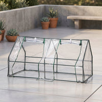 Small Greenhouse with Shelving for Plants, Mini Greenhouse Outdoor and Indoor Greenhouse, Stainless Steel Frame with PVC Cover, Roll Up Door