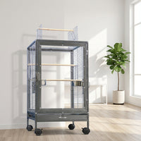 Large Bird Cage with Acrylic Panels, Transparent Parrot Cage on Rolling Stand with Open Top for Parakeets Lovebirds and Budgie Parakeet Home