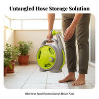 All-in-Single Design Water Hose Reel with Nozzle Easy Storage Portable Hose Reel Set Tangle-Tangle-Resistant for Balcony Watering