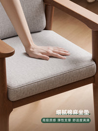 实木椅子家用餐椅扶手靠背椅座椅书房书桌椅胡桃木中式茶椅学士椅 原木色 | 卡其色坐垫【学士椅】整装发货