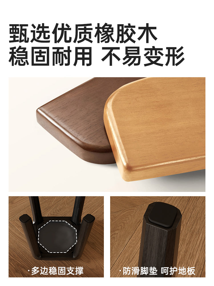 中古风餐椅实木小户型家用餐桌椅子轻奢高级感可叠放餐凳法式方凳 单把-黑色腿-兰【实木打造 加宽凳面】