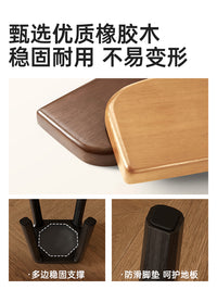 中古风餐椅实木小户型家用餐桌椅子轻奢高级感可叠放餐凳法式方凳 单把-黑色腿-兰【实木打造 加宽凳面】