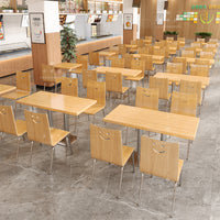 简约现代快餐店餐桌椅组合小吃面馆饭店餐厅快餐桌食堂商用桌椅子 【木面板+不锈钢脚】60cm方桌