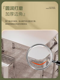 加厚不锈钢正方桌可折叠简易便捷户外摆摊吃饭家用商用快餐椅组合 120*60*72高长方桌内折叠 拉丝面 官方标配