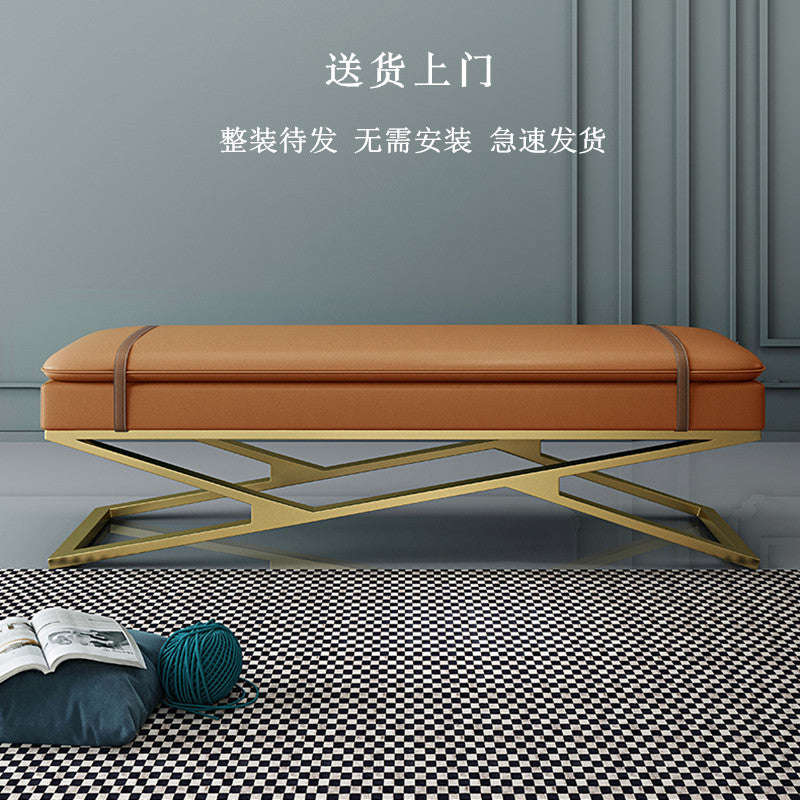 轻奢换鞋凳北欧家用门口客厅长椅卧室床尾凳服装店衣帽间试穿鞋凳 蓝绿色（长80宽38高45）