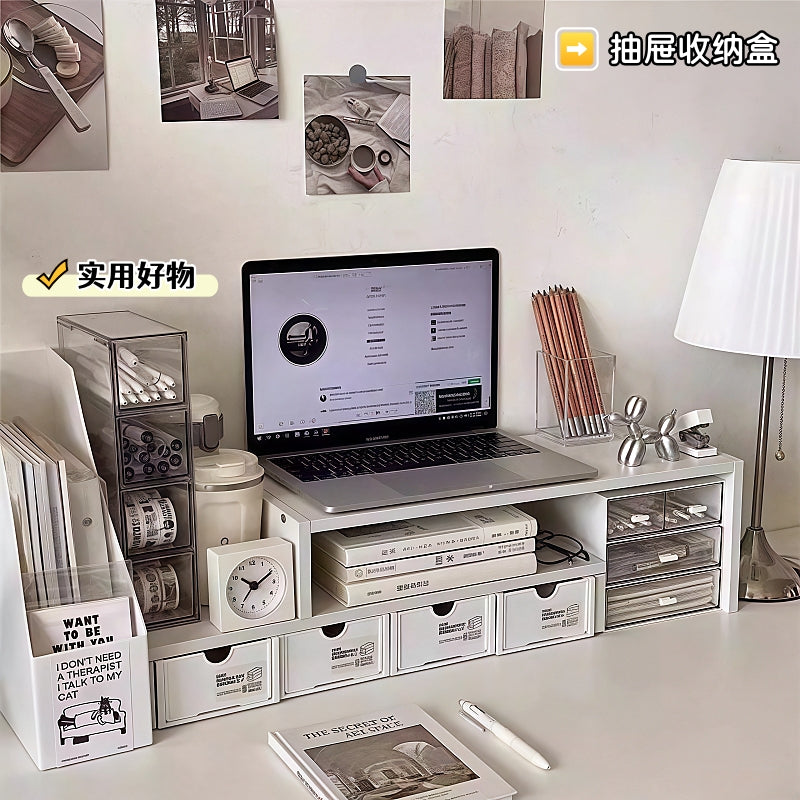 桌面收纳盒抽屉式整理盒长方形学生小杂物塑料桌上文具储物盒架子