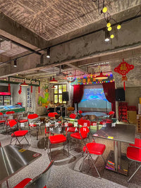 港式茶餐厅桌椅餐饮麻辣烫快餐店市井风大排档烧烤店不锈钢桌商用 不锈钢折叠椅【橙色】加厚款 官方标配